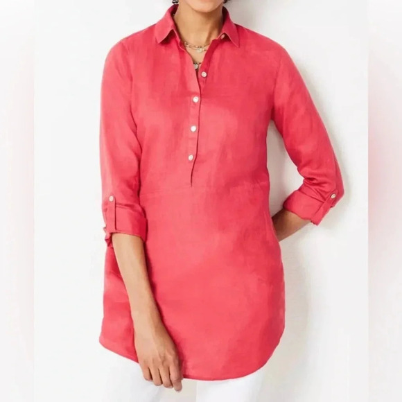 J. Jill NEW Gorgeous Linen Tab-Sleeve Tunic ~ Pink Clove ~ Sz Large - Picture 12 of 12